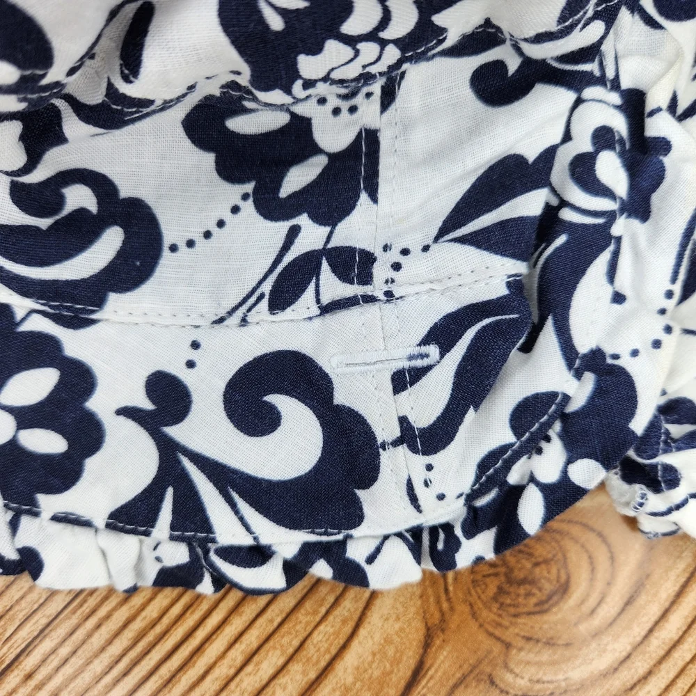 Baby GAP Blue‎ and White Hawaiian Style Romper with Matching Reversible Hat 3-6M